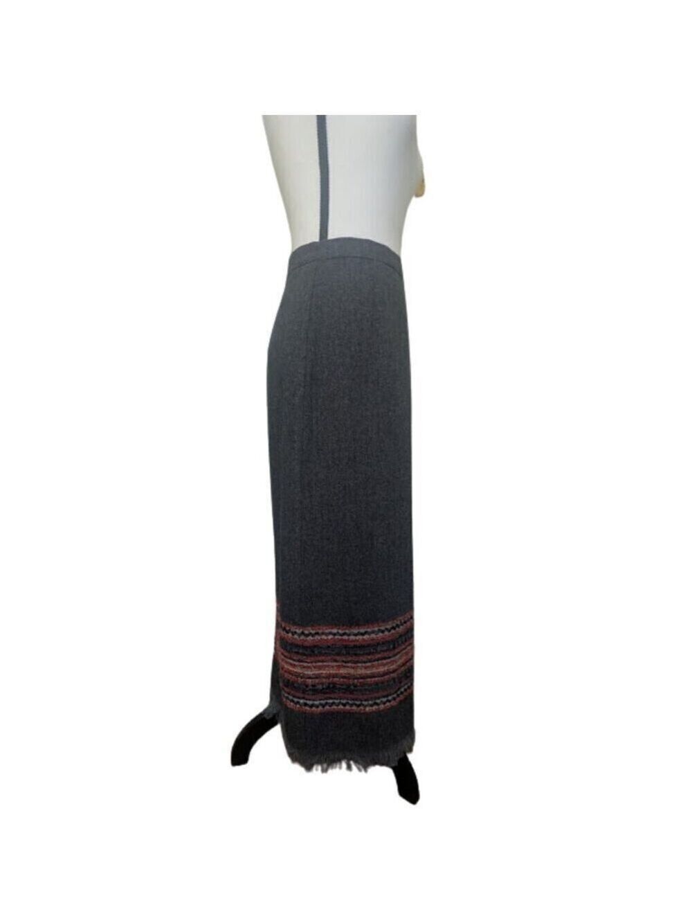 Sag Harbor Fringe-Hem Blanket Stripe Tweed Pencil Skirt Lined Gray Multi *Sz 6P - Picture 5 of 11